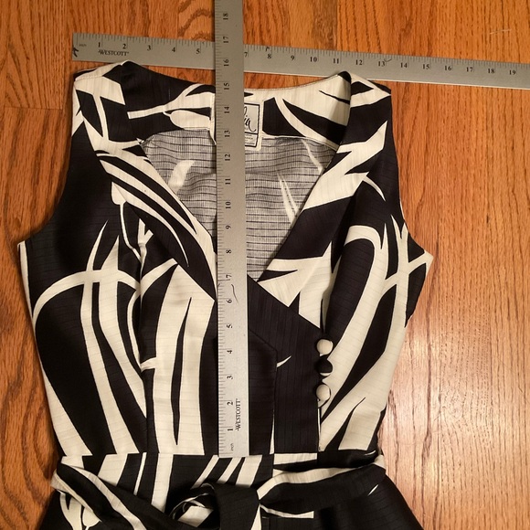 Vintage Dress by Mila Honolulu Black & White Sleeveless Full Skirt Tie Belt Sz S - Picture 15 of 16